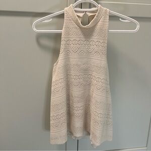 HOLLISTER Lace, Lined Sleeveless Tank Top Mock Neck | Cutout Back w Buttons Sz S